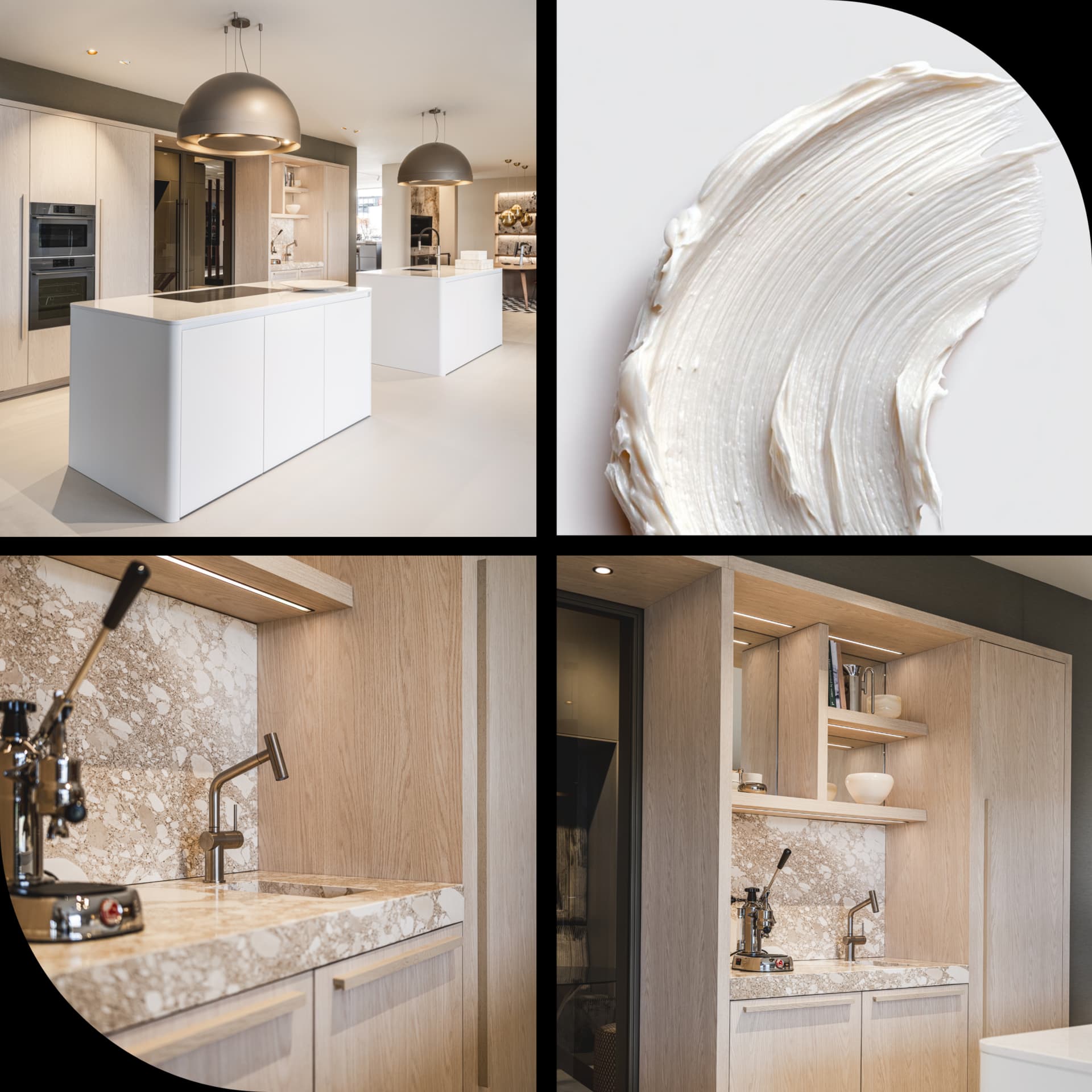 Wit met houten eilandkeuken