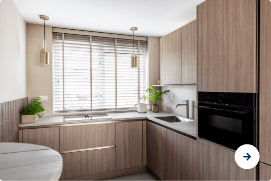 Kleine keuken houtlook
